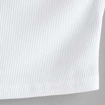 ZAFUL Women's Chain Strap Ribbed Racerback Solid Cami Crop Tank Top (White, XL)