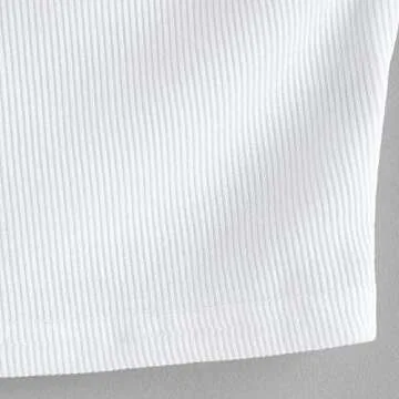 ZAFUL Women's Chain Strap Ribbed Racerback Solid Cami Crop Tank Top (White, XL)