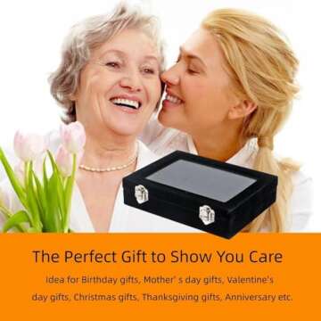 Ivosmart 24 Section Velvet Glass Jewelry Ring Display Organiser Box Tray Holder Earrings Storage Cas...