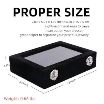 Ivosmart 24 Section Velvet Glass Jewelry Ring Display Organiser Box Tray Holder Earrings Storage Case (Black)