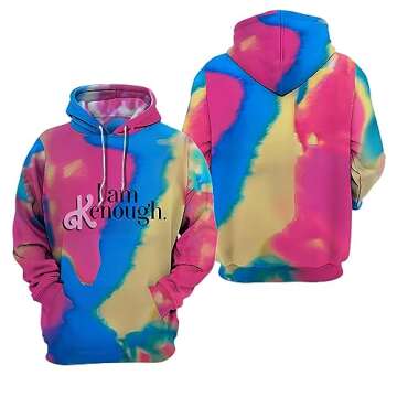 Dibbhui Unisex I Am Kenough Tie Dye Hoodie Sweatshirt - Streetwear for Couples 2XL