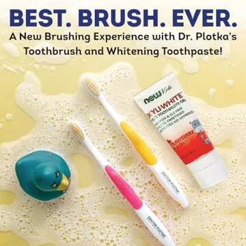 MOUTHWATCHERS Soft Kids Toothbrush, Manual Flossing Toothbrushes, Ultra Clean, Yellow Childrens Toothbrush, Good for Sensitive Teeth and Gums, by Dr. Plotka's