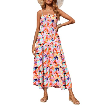 PRETTYGARDEN Long Dresses for Women 2024 Fashion Summer Maxi Dress Floral Backless Bohemian Hawaiian...