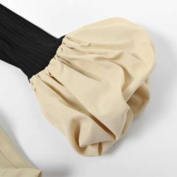 Women's 2024 Fall Dress Sexy Crew Neck Puffy Long Sleeve Bubble Party Club Bodycon Mini Dresses Apricot L