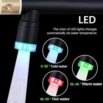 VIDEC Smart Kitchen Faucet, 3 Modes Pull Down Sprayer, LED Temperature Control, Ceramic Valve, 360-D...