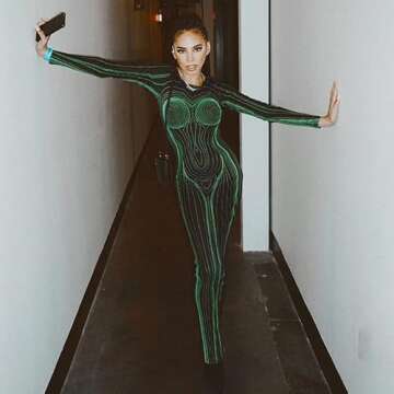 heyheyshine Women 3D Printing Fashion Sexy Ruched Elegant Bodycon Long Sleeve Wrap Front Basic Fitted Long Dresses Green