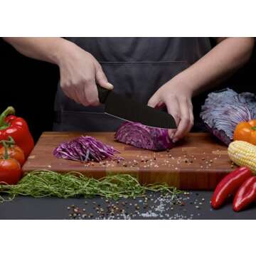 15 Piece Kitchen Knife Set with Block, Full-Tang High-Carbon Stainless-Steel Blades, Heavy Duty Handles, Black Knife Set with Block, Knife Block Set, Modern Kitchen Essentials Chef Knife Set DFACKTO