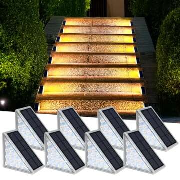 AUDLES LED Solar Step Lights Waterproof Outdoor Stair Lights, Warm White Solar Deck Lights IP67 Sola...