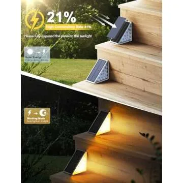 AUDLES LED Solar Step Lights Waterproof Outdoor Stair Lights, Warm White Solar Deck Lights IP67 Solar Decoration Lights for Yard, Patio, Garden, Walkways, Front Door, Pathway, Driveway, Porch 2PK