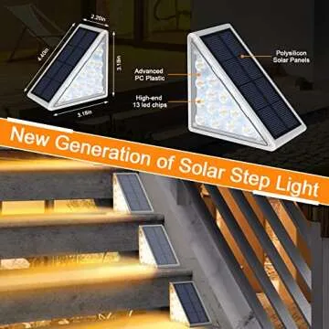 AUDLES LED Solar Step Lights Waterproof Outdoor Stair Lights, Warm White Solar Deck Lights IP67 Solar Decoration Lights for Yard, Patio, Garden, Walkways, Front Door, Pathway, Driveway, Porch 2PK