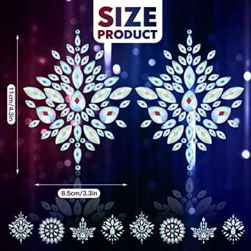 Geyoga 4 Pcs Rhinestone Pasties Crystal Breast Covers Body Jewelry Stick Breast Pasties Chest Stickers for Body(Glow in the Dark Style) Multicolor