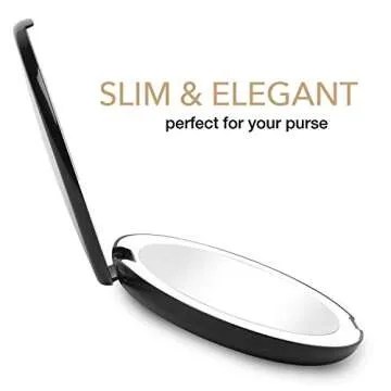 Fancii LED Lighted Travel Makeup Mirror, 1x/10x Magnification - Daylight LED, Compact, Portable, Large 5” Wide Illuminated Folding Mirror