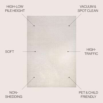 JONATHAN Y SCN100B-5 Skagen High-Low Minimalist Curve Geometric Indoor/Outdoor Area Rug, Modern, Con...