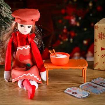 Syhood Christmas Elf Accessories Set Hot Air Balloon Scooter Baker Clothes Costume Outfits for Xmas Elf Doll Dress Party (Baker Style)