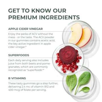 Primal Harvest ACV Gummies, 60 Sugar Free Apple Cider Gummies Beetroot and Pomegranate to Support Immunity, Digestion and Detox 750 MG