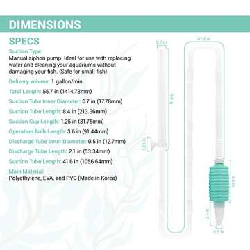 TERA PUMP Nano Aquarium Siphon Gravel Cleaner for Small Tanks Under 10 Gallons