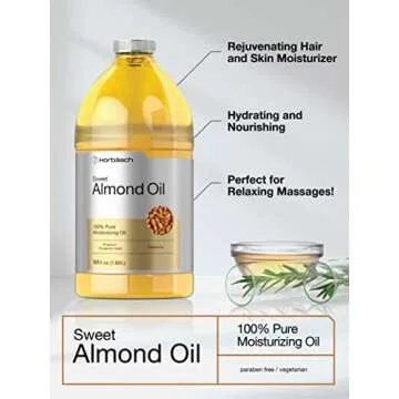 Horbäach Sweet Almond Oil 64 fl oz | for Hair and Skin | Cold Pressed & Hexane Free | Bulk Size Carrier Oil | Vegan, Non-GMO, Cruelty Free