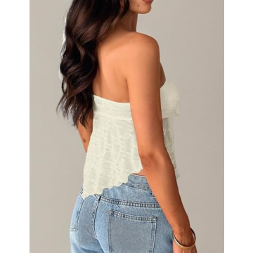 TERIVEEK Women Floral Strapless Crop Top for Women