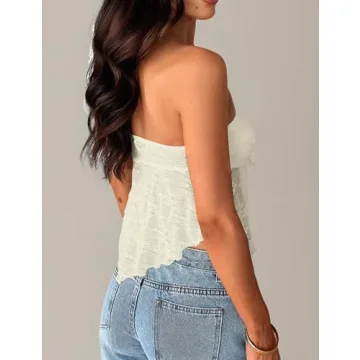 TERIVEEK Women Floral Strapless Crop Top for Women