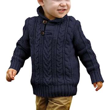 Zhaovi's Toddler Girl Boys Knit Cable Turtleneck Sweater Baby Pullover Outwear Spring Fall Winter Navy Blue