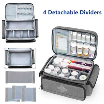 CURMIO Medicine Storage Bag Empty, Lockable Pill Bottle Organizer with Portable Zippered Pouches for...