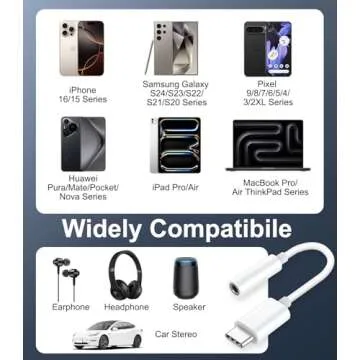 USB C to 3.5mm Audio Headphone Adapter, Type C to Headphone Jack Adapter, Aux Audio Dongle Cable Cord Compatible with iPhone 16 Pro Max/16E/15,Samsung Galaxy S25 Ultra/S24/S23,Pixel,iPad Pro, 2 Pack