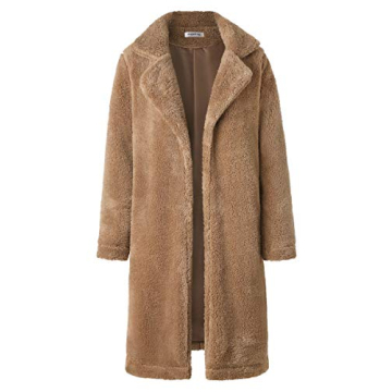 Angashion Women's Fuzzy Fleece Lapel Open Front Coat