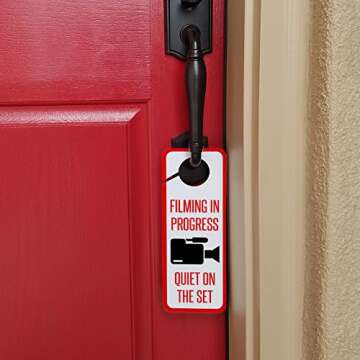 Graphics and More Filming in Progress Quiet on The Set Door Knob Hanger Sign