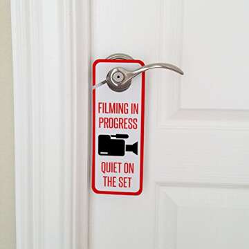 Filming in Progress Quiet Door Knob Hanger for Filmmakers