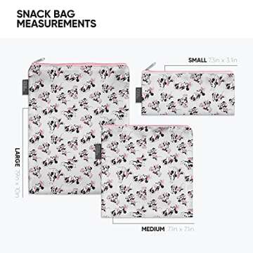 Simple Modern Disney Reusable Snack Bags for Kids | Food Safe, BPA Free, Phthalate Free, Polyester Zip Pouches | Washable & Refillable Sandwich Bag | Ellie Collection | 3 pack | Minnie Mouse Retro