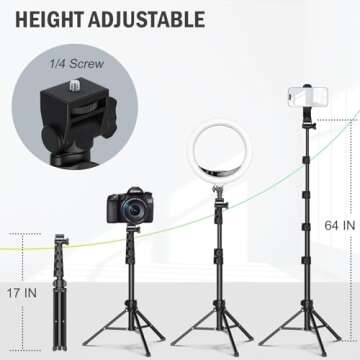 Liphisy 64” Tripod for Cell Phone & Camera, Phone Tripod with Remote and Phone Holder, Portable Tr...