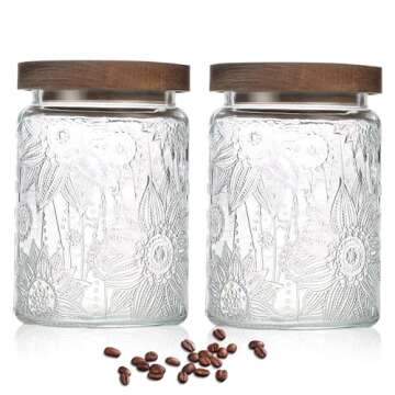 24 OZ Airtight Glass Storage Jar with Bamboo Lid - Vintage Food Container for Kitchen & Pantry