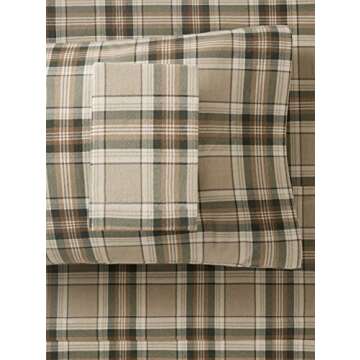 Eddie Bauer - Twin Sheet Set, Warm Breathable Cotton Flannel Bedding with Deep Pockets, Brushed for ...