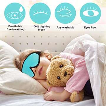 2 Pieces 3D Sleep Mask for Kids Memory Foam Contoured Eye Mask, Travel Sleep Eye Cover with Adjustab...