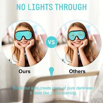 2 Pieces 3D Sleep Mask for Kids Memory Foam Contoured Eye Mask, Travel Sleep Eye Cover with Adjustable Strap, 3D Blindfolds(Gray and Green)