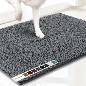 Muddy Mat® 2-in-1 Set: AS-SEEN-ON-TV Grey Microfiber Door Mat (30"X19") & Doggy Dryer Plush Shammy ...