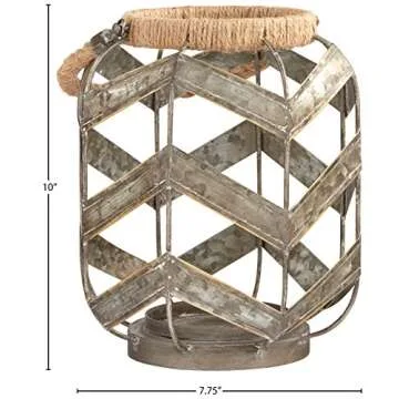 Amazon Brand – Stone & Beam Rustic Farmhouse Metal Jar and Rope Candle Holder Home Decor, 10" x 7.75", Grey