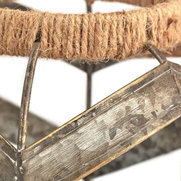 Amazon Brand – Stone & Beam Rustic Farmhouse Metal Jar and Rope Candle Holder Home Decor, 10" x 7.75", Grey