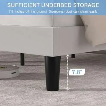 VECELO Queen Size Platform Bed Frame with Height Adjustable Upholstered Headboard, Modern Mattress Foundation,Strong Wood Slat Support, No Box Spring Needed, Easy Assembly