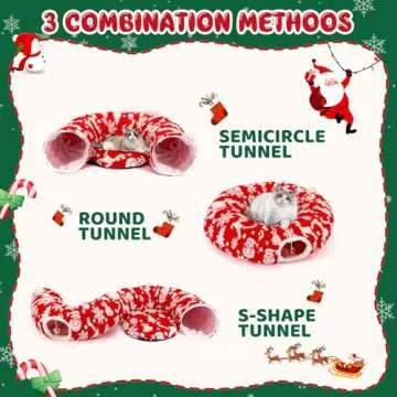 Maansfy Cat Tunnel Bed Christmas Tree Skirt for Indoor Cats, Large Peekaboo Cat Cave Decorative Christmasn Cat Donut Tunnel Multifunctional Cat Tube Playground Toys for Kitten Medium Large Cat (Red)
