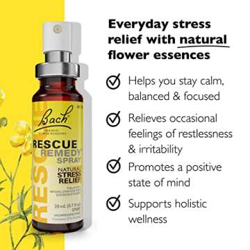 Bach RESCUE REMEDY Spray 20mL, Natural Stress Relief, Homeopathic Flower Essence, Vegan, Gluten & Sugar-Free, Non-Habit Forming (Packaging May Vary)