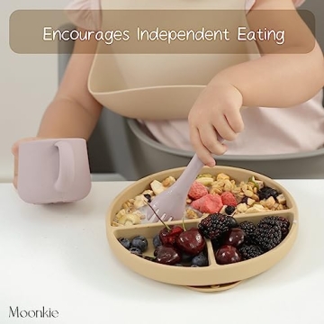 Moonkie Suction Plates for Baby | Food Grade Silicone Toddler Plates | 2 Pack