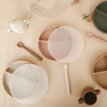 Moonkie Suction Plates for Baby | Food Grade Silicone Toddler Plates | 2 Pack