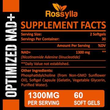 Rossylla 1300 MG Liposomal NAD+ Supplement | Highest Absorption | Purest NAD Supplemet to Boost NAD+...