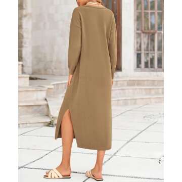 BTFBM Women Fall Casual Sweater Dress V Neck Long Sleeve