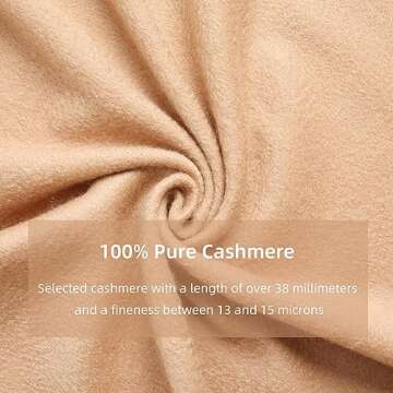HOTDAY Pure Cashmere Shawl Wraps, Extra Large Thick Soft Pashmina Scarf, Solid Color Shawl, Winter Warm Wraps For Women (Camel)