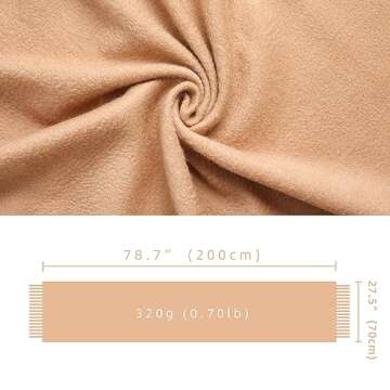 HOTDAY Pure Cashmere Shawl Wraps, Extra Large Thick Soft Pashmina Scarf, Solid Color Shawl, Winter Warm Wraps For Women (Camel)
