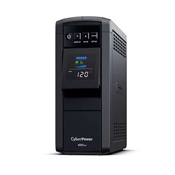 CyberPower CP850PFCLCD PFC Sinewave UPS System, 850VA/510W, 10 Outlets, AVR, Mini-Tower