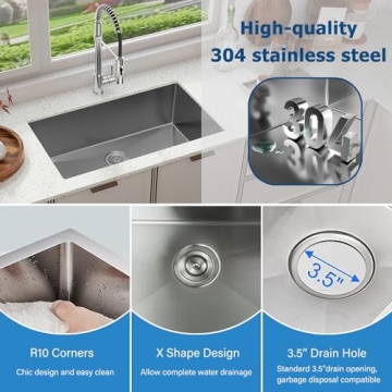 32 Stainless Steel Kitchen Sink Noise Reduction Lifetime Warranty