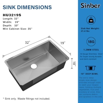 32 Stainless Steel Kitchen Sink Noise Reduction Lifetime Warranty